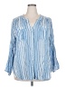 Indigo Rose Stripes Blue 3/4 Sleeve Button-Down Shirt Size 3X - photo 1