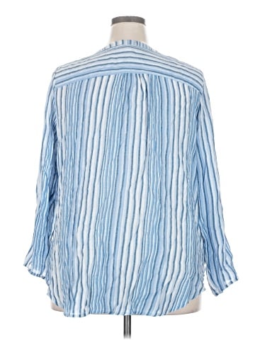 Indigo Rose 3/4 Sleeve Button-Down Shirt (view 2)