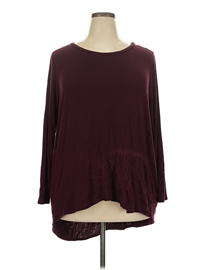 Pre-owned Signature Studio 3/4 Sleeve Top Burgundy Boatneck Tops