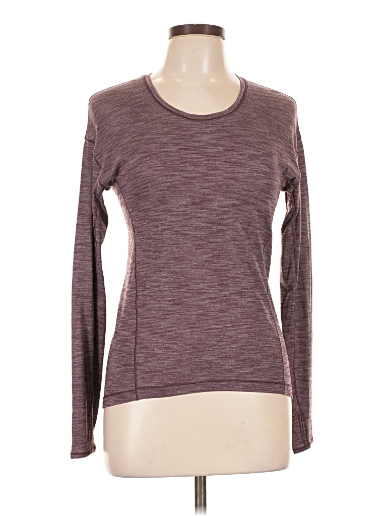 Pre-owned Lululemon Athletica Long Sleeve T-shirt In Burgundy