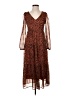 Ann Taylor LOFT 100% Polyester Animal Print Brown Casual Dress Size 0 - photo 1