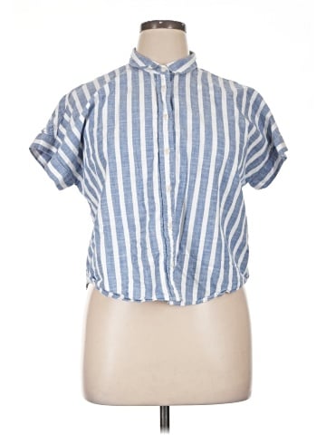 Madewell Cropped Button-Down Shirt in Stripe (view 1)