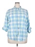 St. John's Bay 100% Cotton Plaid Blue 3/4 Sleeve Button-Down Shirt Size 3X - photo 1