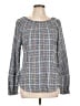 Pilcro Plaid Gray Long Sleeve Blouse Size L - photo 1