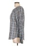 Pilcro Plaid Gray Long Sleeve Blouse Size L - photo 5