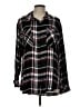 Sanctuary 100% Rayon Plaid Black Long Sleeve Button-Down Shirt Size L - photo 1