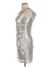 Jay Godfrey 100% Polyester Metallic Silver Cocktail Dress Size 12 - photo 5