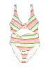 Decree Stripes White One Piece Swimsuit Size L - photo 1