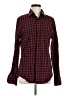 Express 100% Cotton Plaid Burgundy Long Sleeve Button-Down Shirt Size M - photo 1