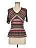 Gerard Darel 100% Rayon Stripes Multi Color Brown Short Sleeve Top Size Med (3) - photo 1