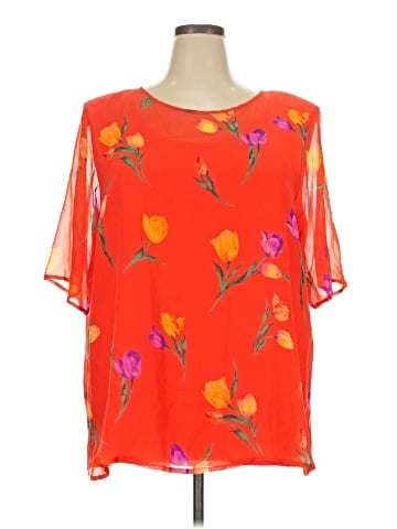 Marina Rinaldi Short Sleeve Silk Top (view 1)