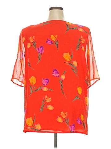 Marina Rinaldi Short Sleeve Silk Top (view 2)