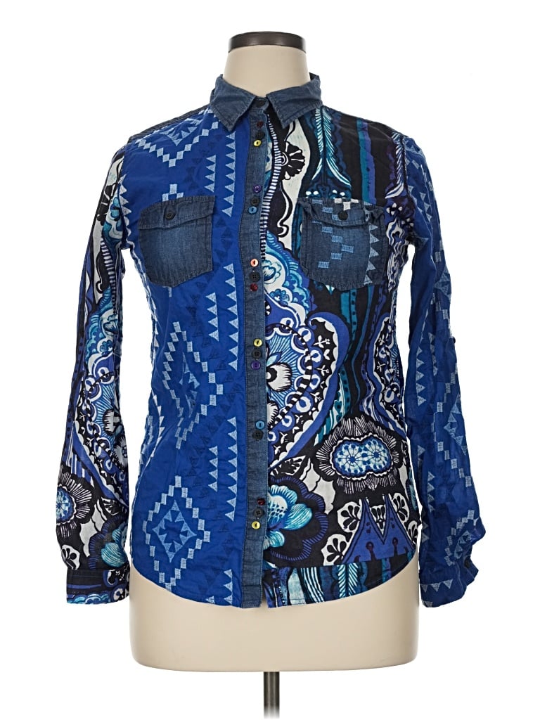 Pre-owned Desigual Long Sleeve Blouse In Blue