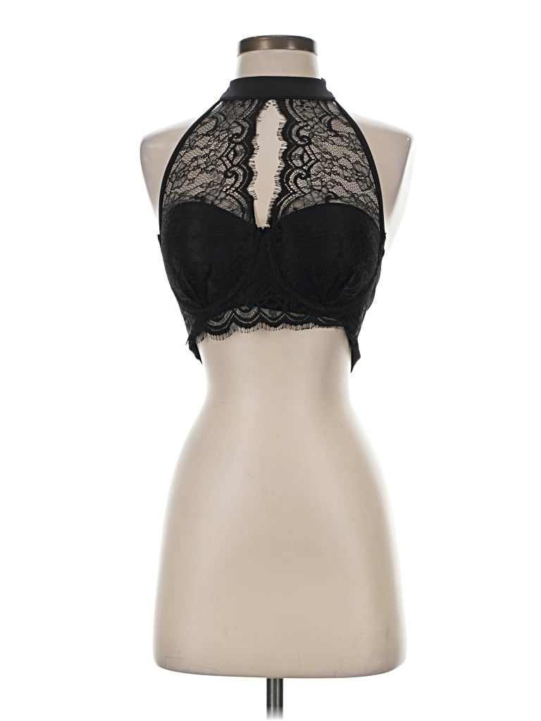 Bebe Tank Top Black Halter Neckline Tops