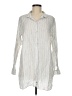 Garnet Hill Stripes Silver White Long Sleeve Button-Down Shirt Size M - photo 1