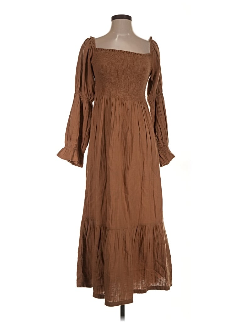 Pre-owned Quince Casual Dress In Brown