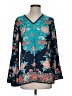 Tolani Floral Teal Long Sleeve Blouse Size XS - photo 1