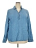 IZOD 100% Lyocell Solid Blue 3/4 Sleeve Button-Down Shirt Size XXL - photo 1