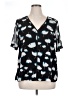 DKNY 100% Polyester Black Short Sleeve Blouse Size XL - photo 1