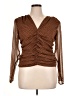 Express 100% Recycled Polyester Brown Long Sleeve Blouse Size XL - photo 1