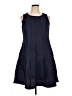 Roaman's 100% Polyester Solid Blue Casual Dress Size 14W - photo 1
