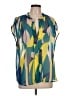 Eclair Color Block Green Short Sleeve Blouse Size L - photo 1