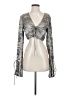 House of CB 100% Polyester Metallic Silver Long Sleeve Top Size S - photo 1