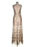 BCBGMAXAZRIA 100% Polyester Metallic Silver Cocktail Dress Size 6 - photo 2