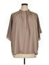H&M 100% Polyester Brown Tan Short Sleeve Blouse Size XL - photo 1