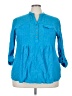 New Directions Blue 3/4 Sleeve Button-Down Shirt Size 3X - photo 1