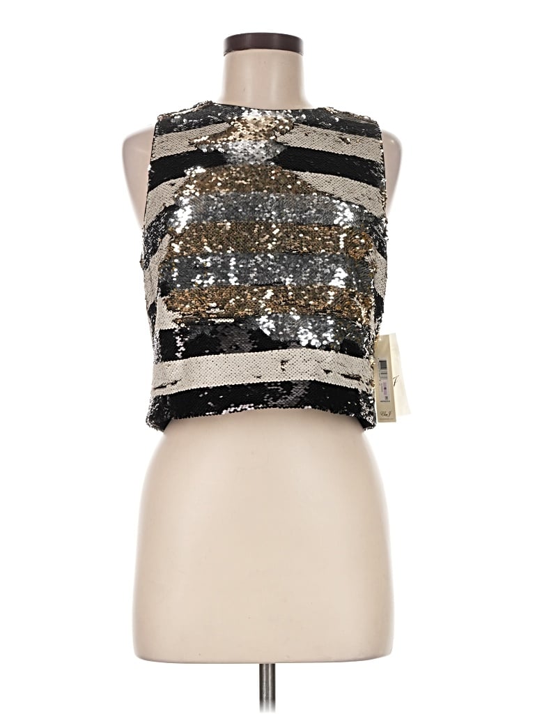 Pre-owned Eliza J Sleeveless Top Silver Halter Neckline Tops