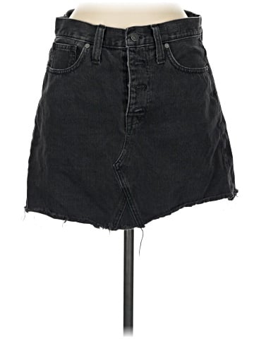 Madewell Rigid Denim A-Line Mini Skirt in Lunar Wash: Button-Front Edition (view 1)