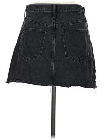 Madewell Rigid Denim A-Line Mini Skirt in Lunar Wash: Button-Front Edition (view 2)