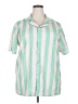 Unbranded 100% Polyester Stripes Green Short Sleeve Blouse Size 2X - photo 1