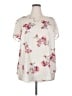 Torrid 100% Polyester Floral Ivory Short Sleeve Blouse Size 2X Plus (2) - photo 1