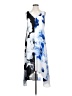 Joan Vass 100% Polyester Graphic Blue Cocktail Dress Size S - photo 1