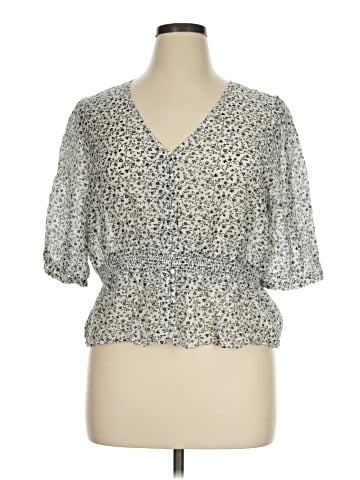 Madewell Smocked-Waist Top in Woodland Floral (view 1)