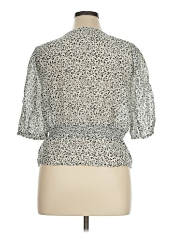 Madewell Smocked-Waist Top in Woodland Floral (view 2)