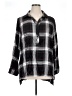 Per Se 100% Rayon Plaid Black 3/4 Sleeve Button-Down Shirt Size 1X - photo 1