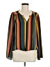 Allison Joy Stripes Brown Long Sleeve Blouse Size M - photo 1