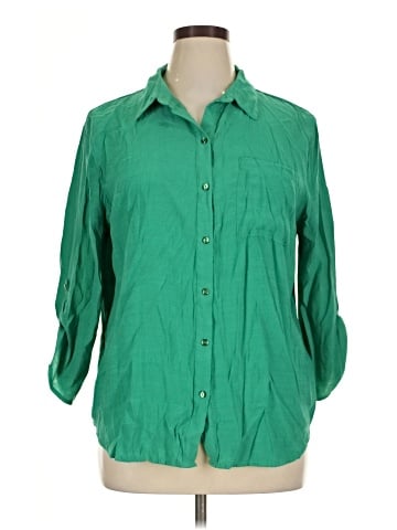 NY Collection 3/4 Sleeve Button-Down Shirt (view 1)