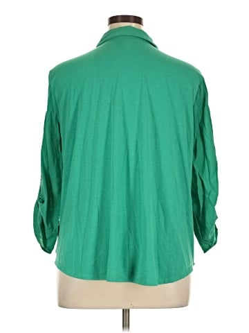 NY Collection 3/4 Sleeve Button-Down Shirt (view 2)