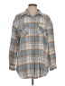 Simplee 100% Polyester Plaid Tan Long Sleeve Blouse Size L - photo 1