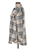 Simplee 100% Polyester Plaid Tan Long Sleeve Blouse Size L - photo 5