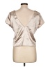 Trafaluc by Zara 100% Polyester Metallic Silver Short Sleeve Blouse Size L - photo 2