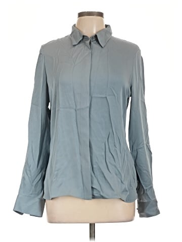 Theory Long Sleeve Silk Top (view 1)