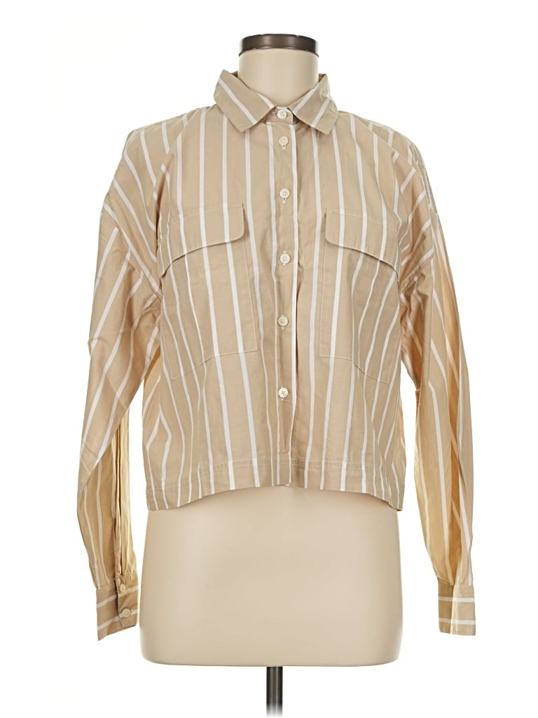 Ann Taylor Loft Long Sleeve Blouse In Tan