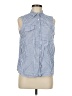 Zara Basic Stripes Blue Sleeveless Button-Down Shirt Size M - photo 1