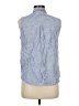 Zara Basic Stripes Blue Sleeveless Button-Down Shirt Size M - photo 2
