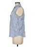 Zara Basic Stripes Blue Sleeveless Button-Down Shirt Size M - photo 5